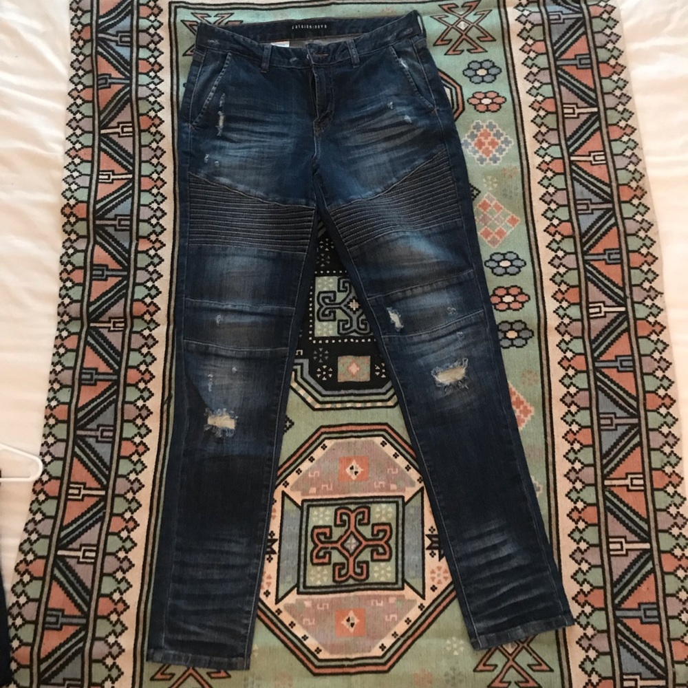 Fashion Nova Distressed Moto Jeans